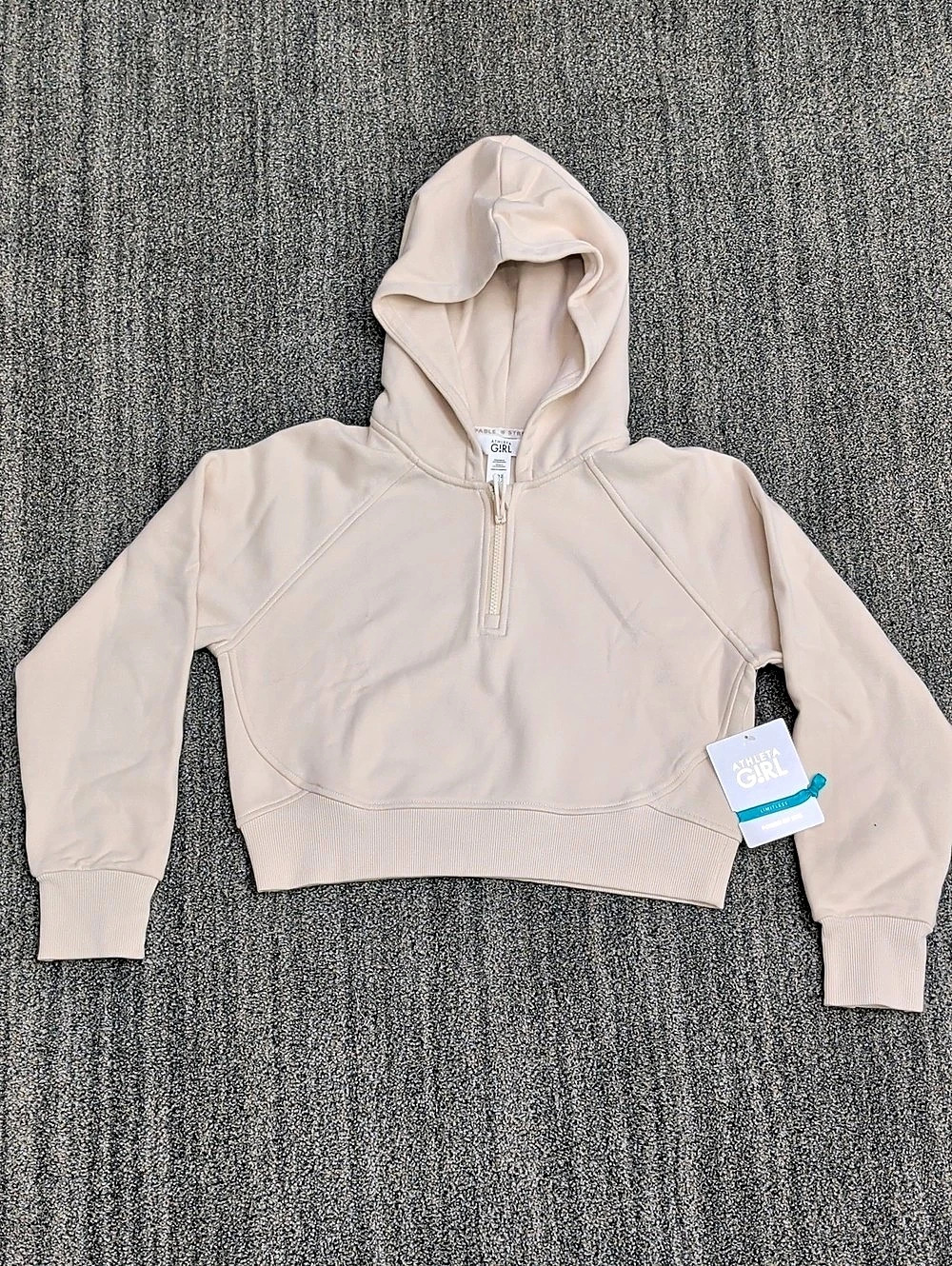 NWT Athleta Girl All Day Half Zip Hoodie Sweatshirt Cream